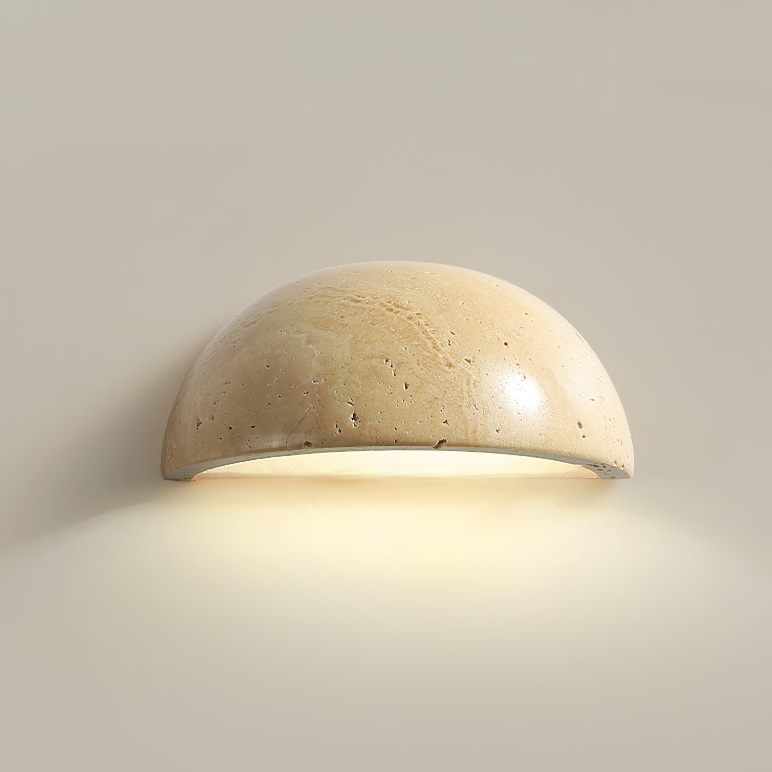 Vethayra Half-Dome Travertine Wall Light-Neutral Decor