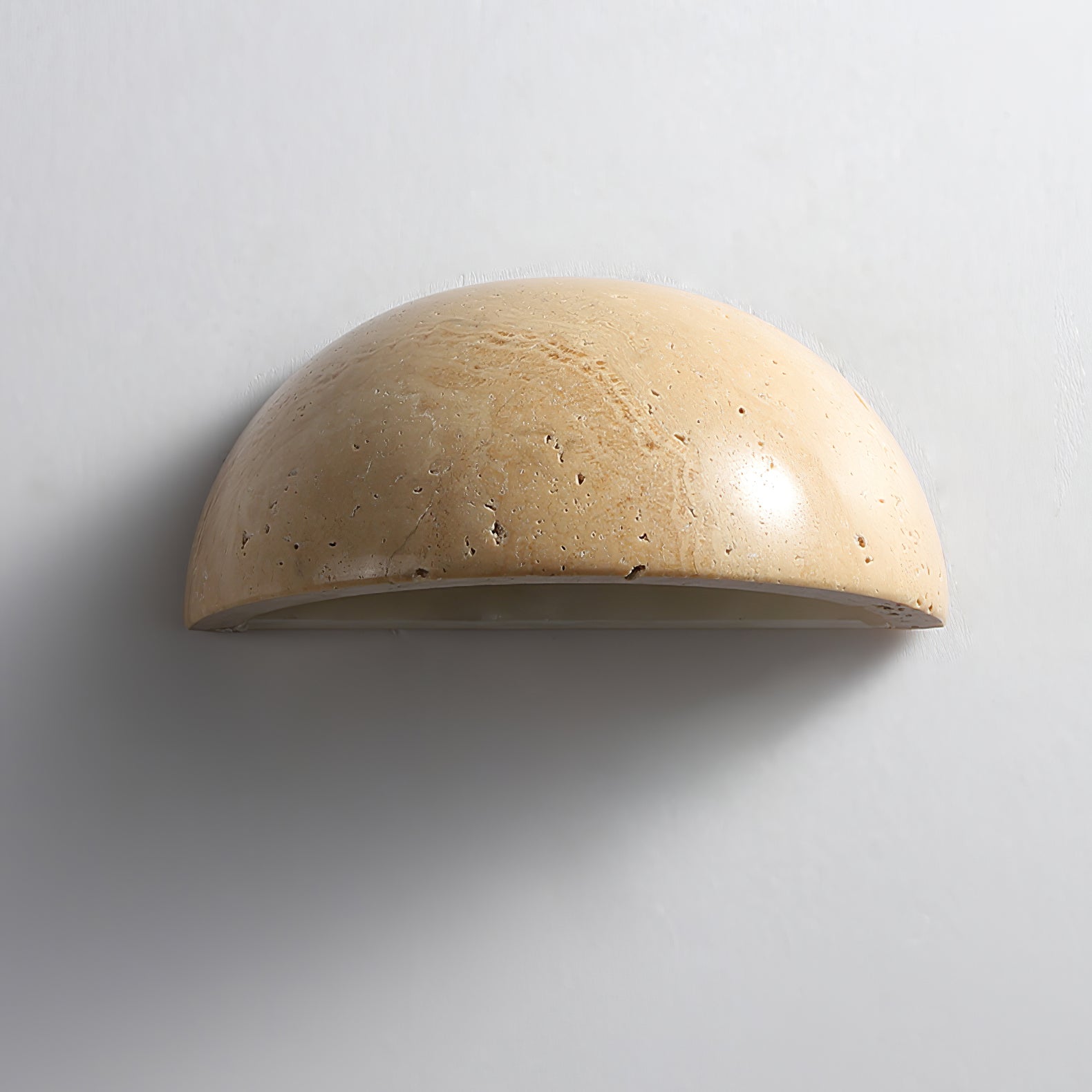 Vethayra Half-Dome Travertine Wall Light-Neutral Decor