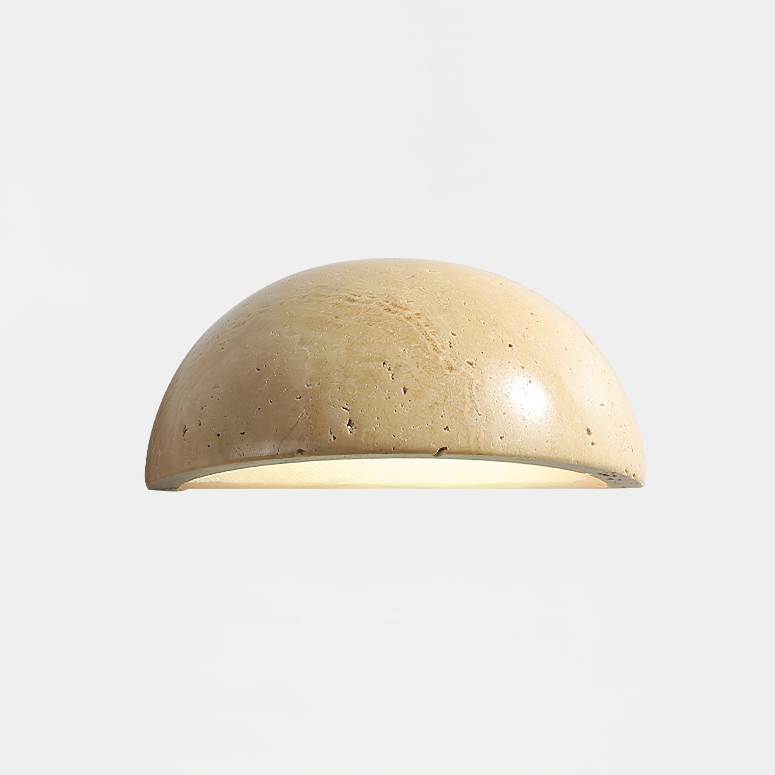 Vethayra Half-Dome Travertine Wall Light-Neutral Decor