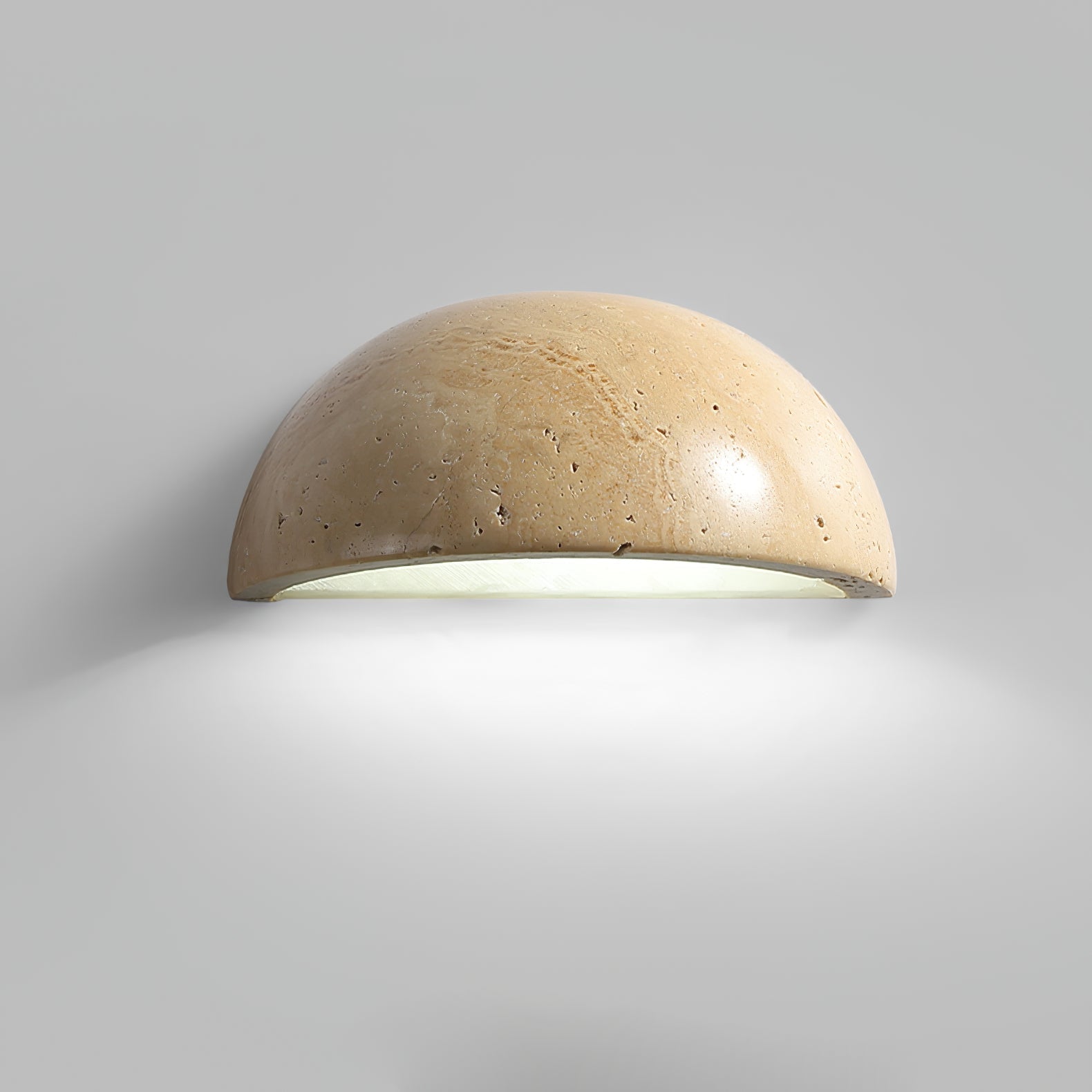 Vethayra Half-Dome Travertine Wall Light-Neutral Decor
