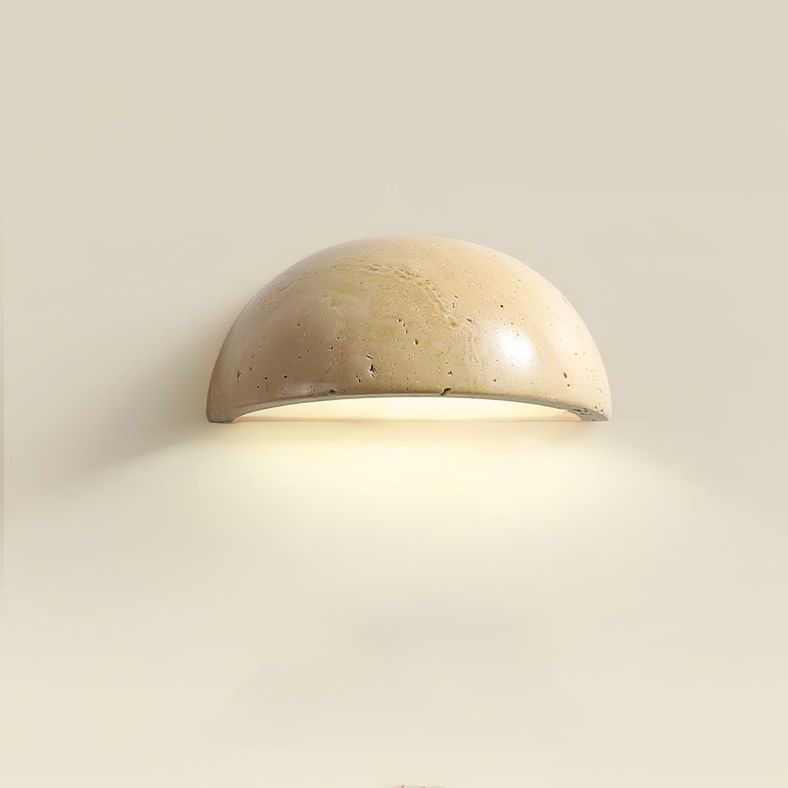 Vethayra Half-Dome Travertine Wall Light-Neutral Decor