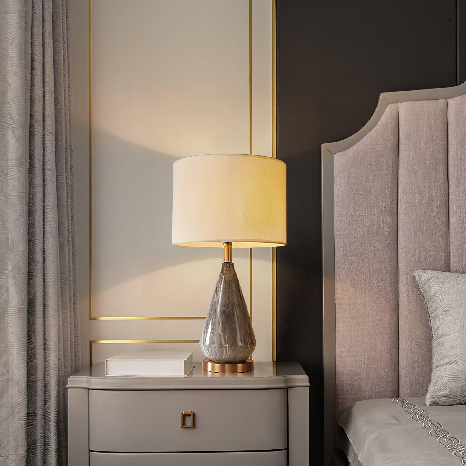 Elysian White & Black Marble Table Lamp-Neutral Decor