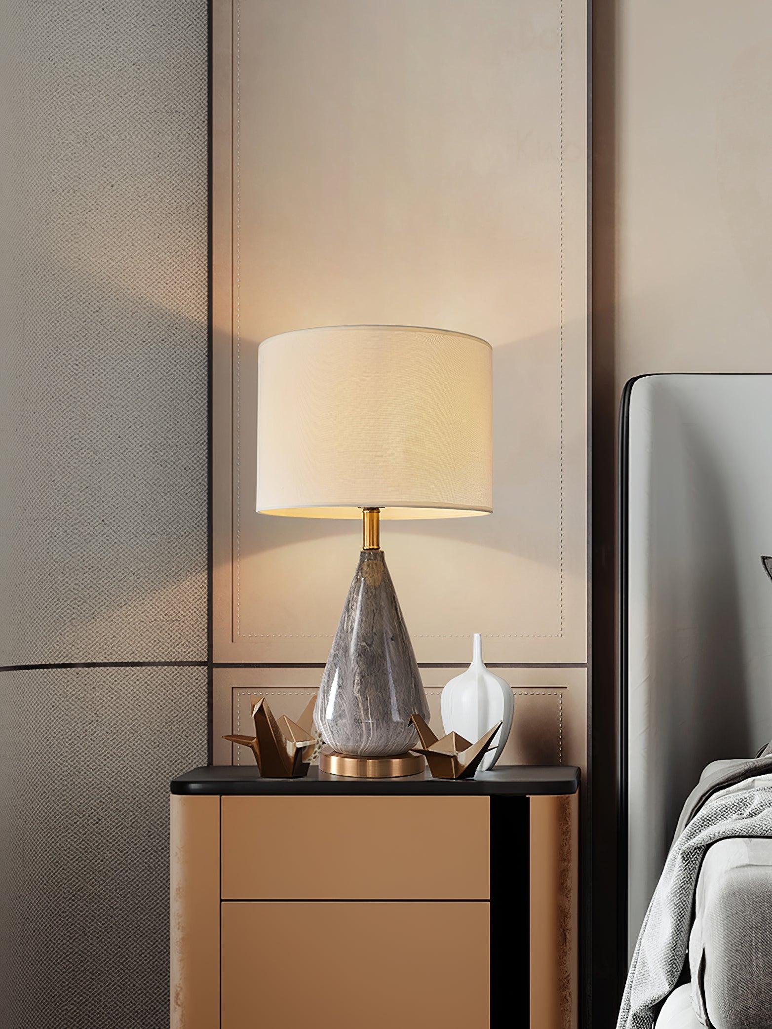 Elysian White & Black Marble Table Lamp-Neutral Decor