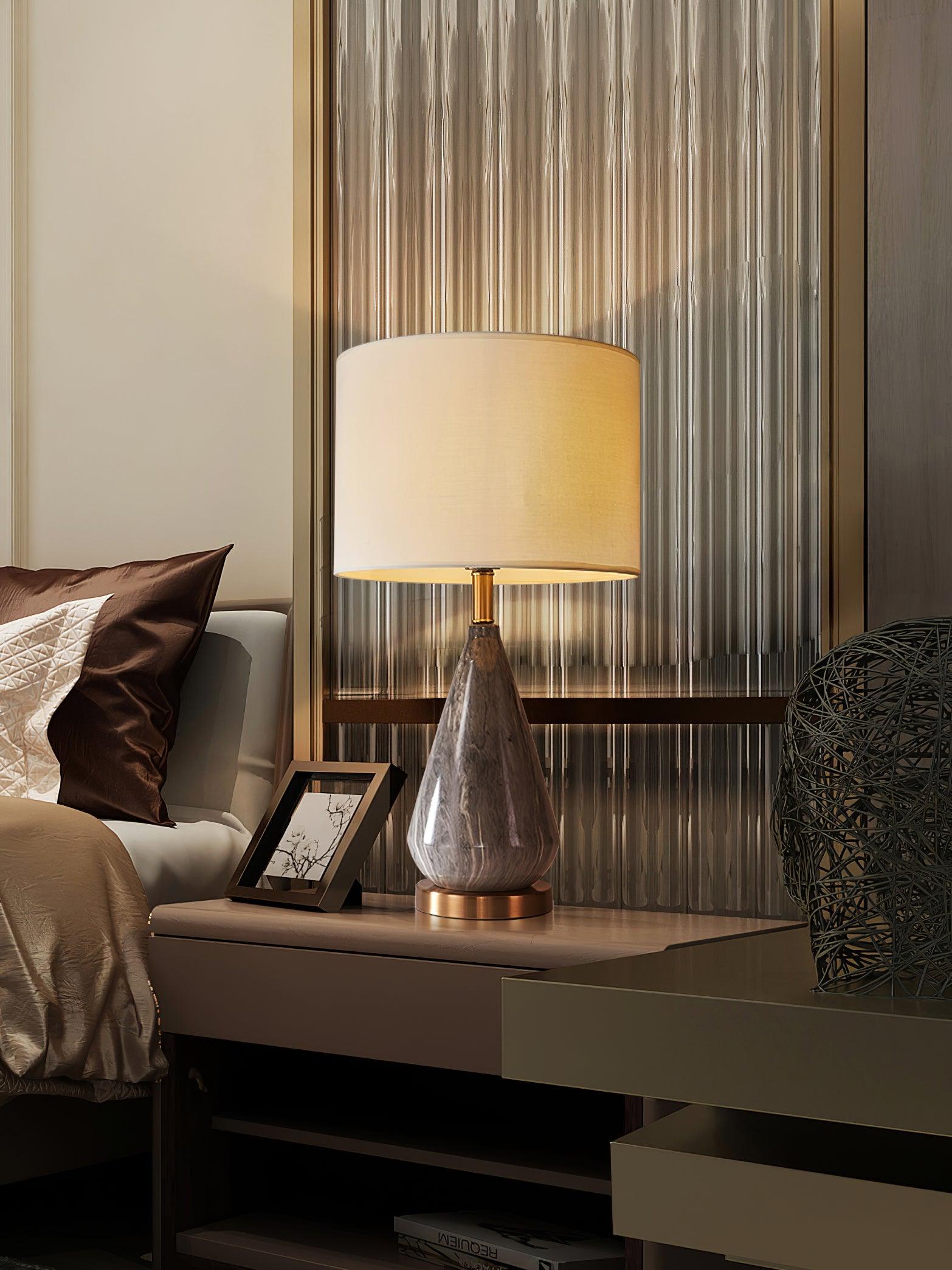 Elysian White & Black Marble Table Lamp-Neutral Decor