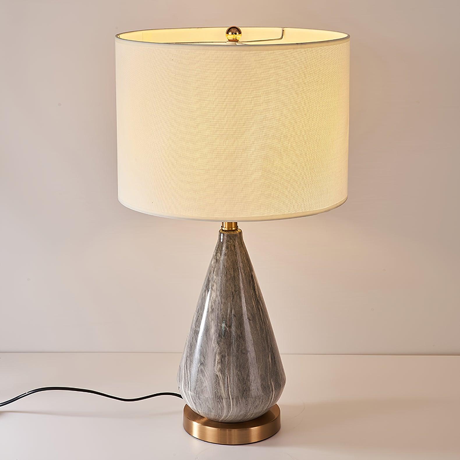 Elysian White & Black Marble Table Lamp-Neutral Decor