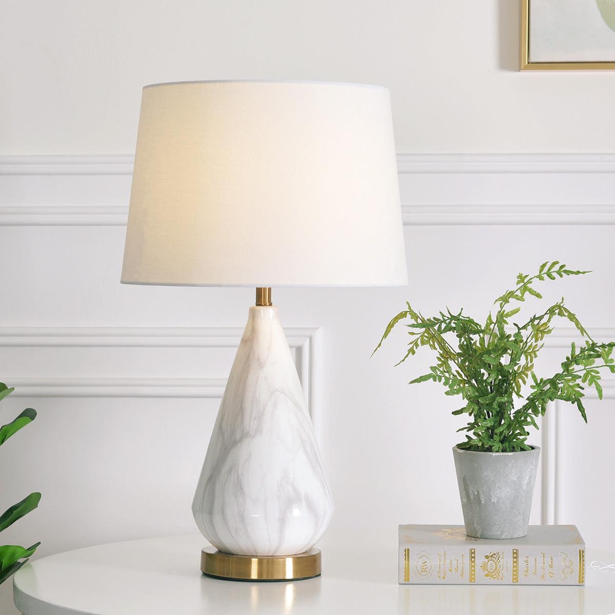 Elysian White & Black Marble Table Lamp-Neutral Decor