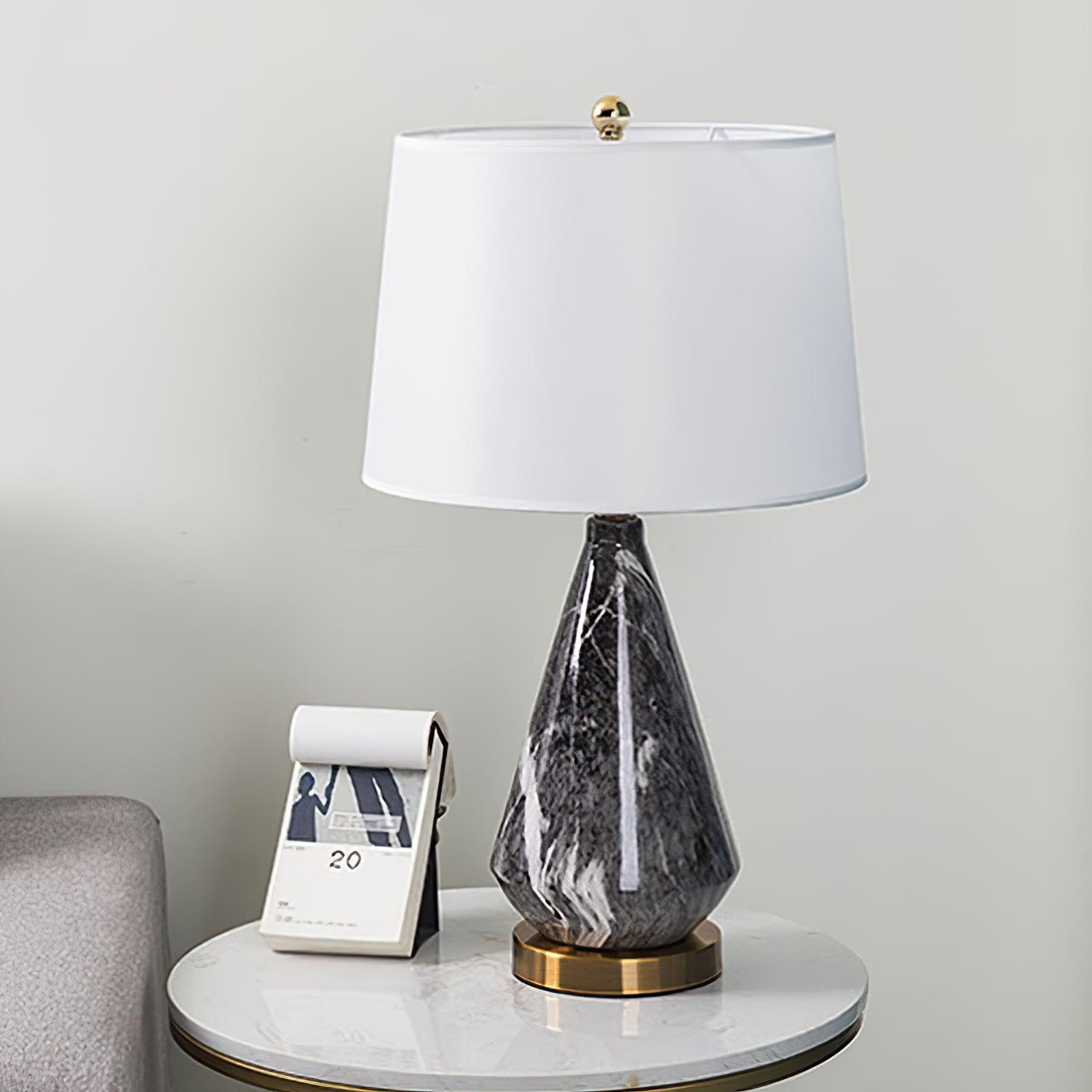Elysian White & Black Marble Table Lamp-Neutral Decor