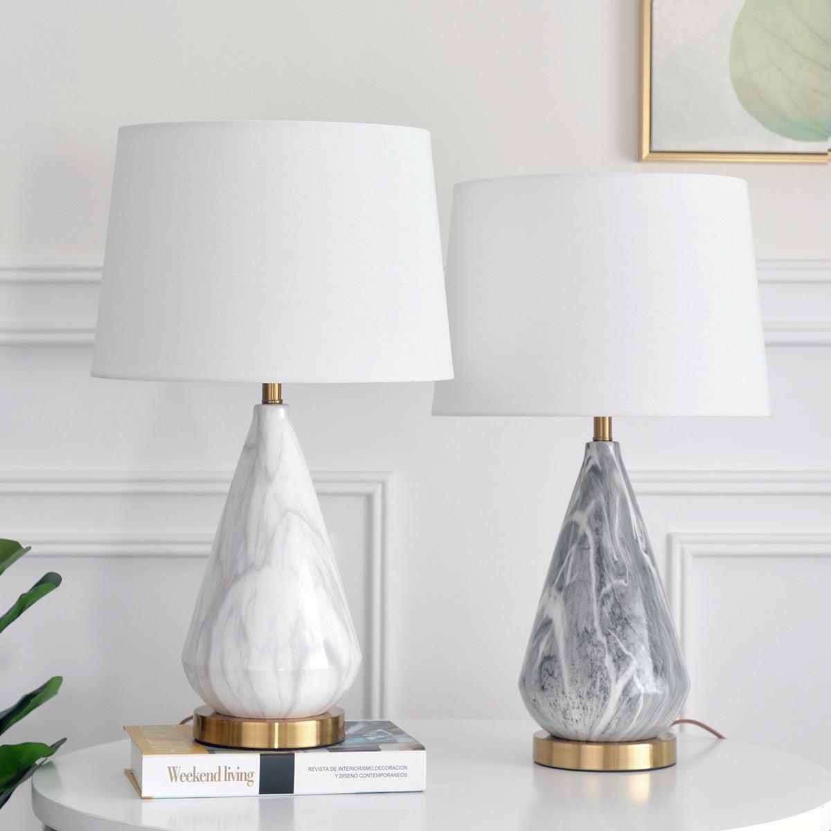 Elysian White & Black Marble Table Lamp-Neutral Decor