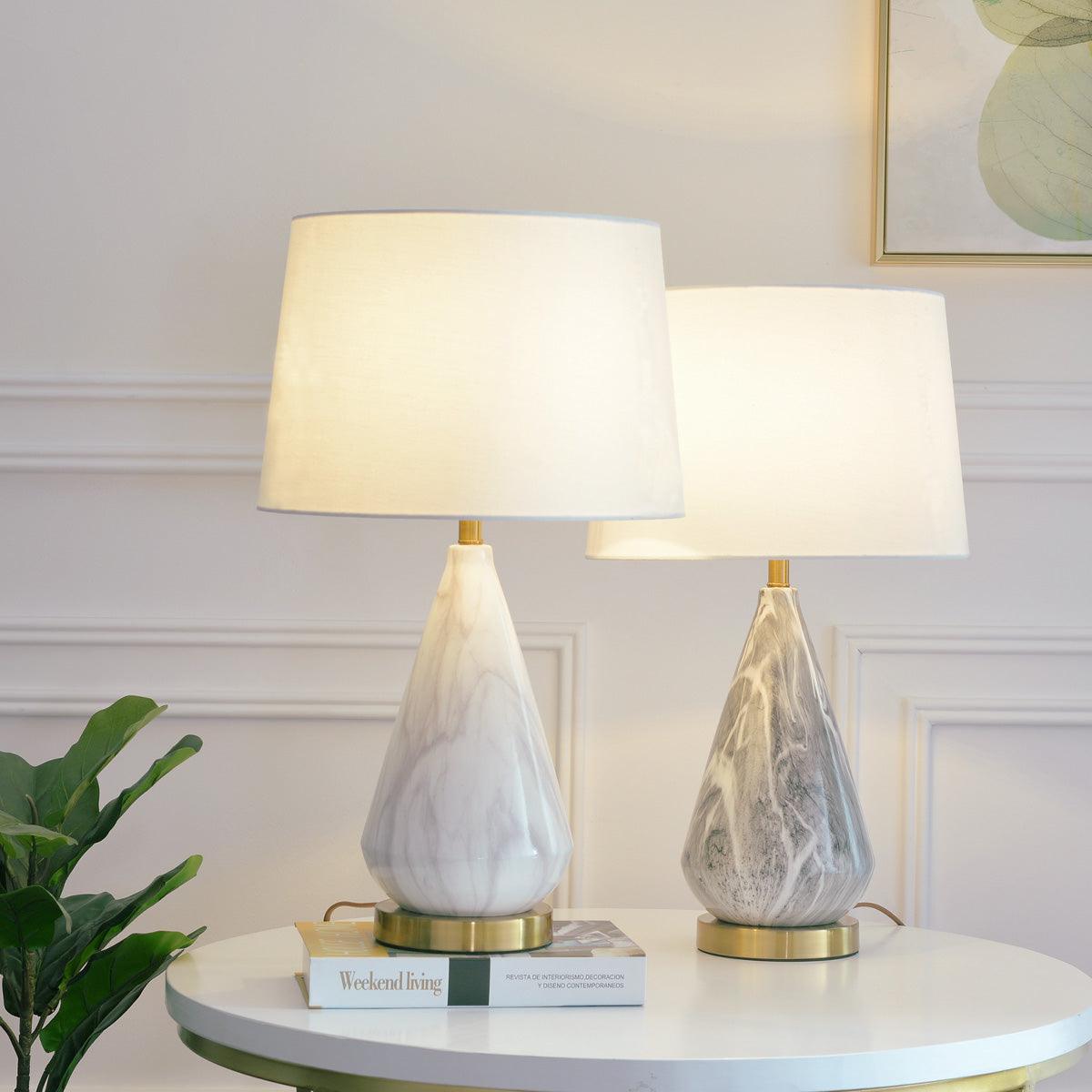 Elysian White & Black Marble Table Lamp-Neutral Decor