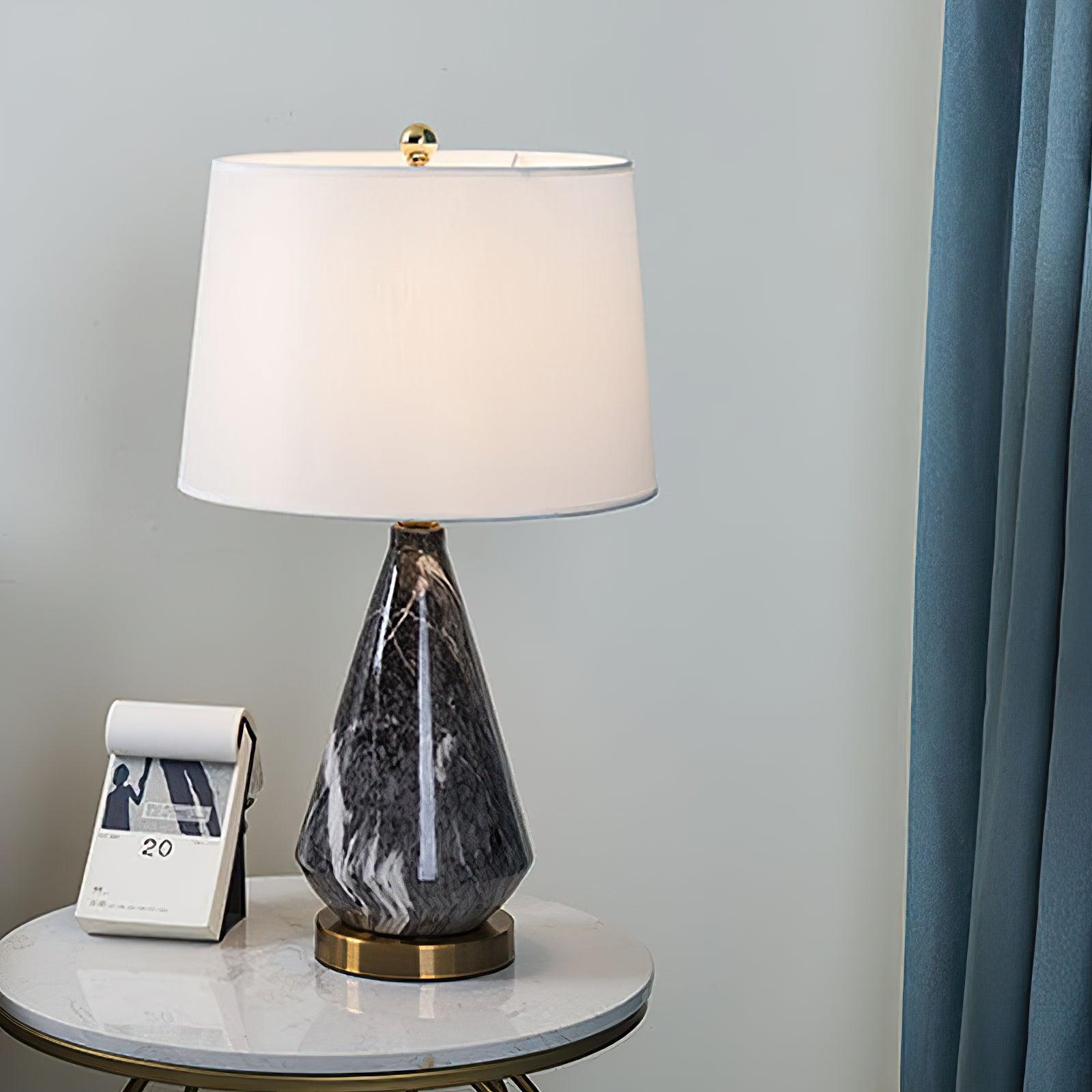 Elysian White & Black Marble Table Lamp-Neutral Decor