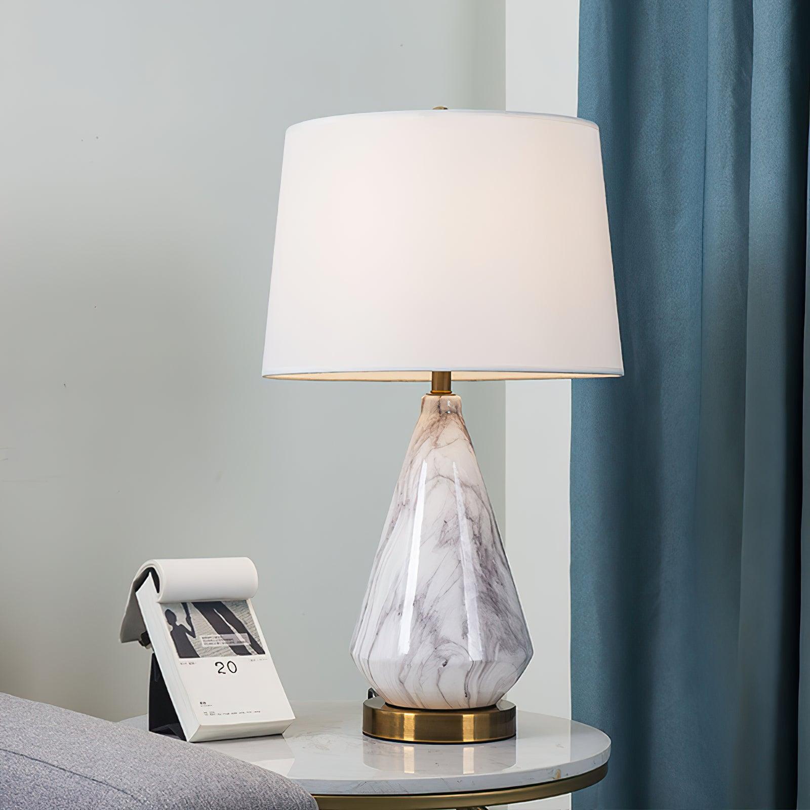 Elysian White & Black Marble Table Lamp-Neutral Decor