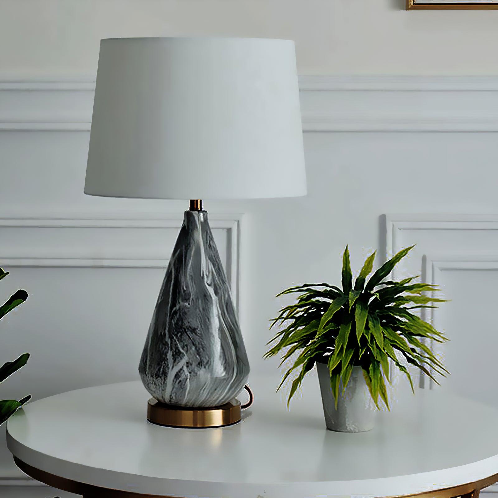 Elysian White & Black Marble Table Lamp-Neutral Decor