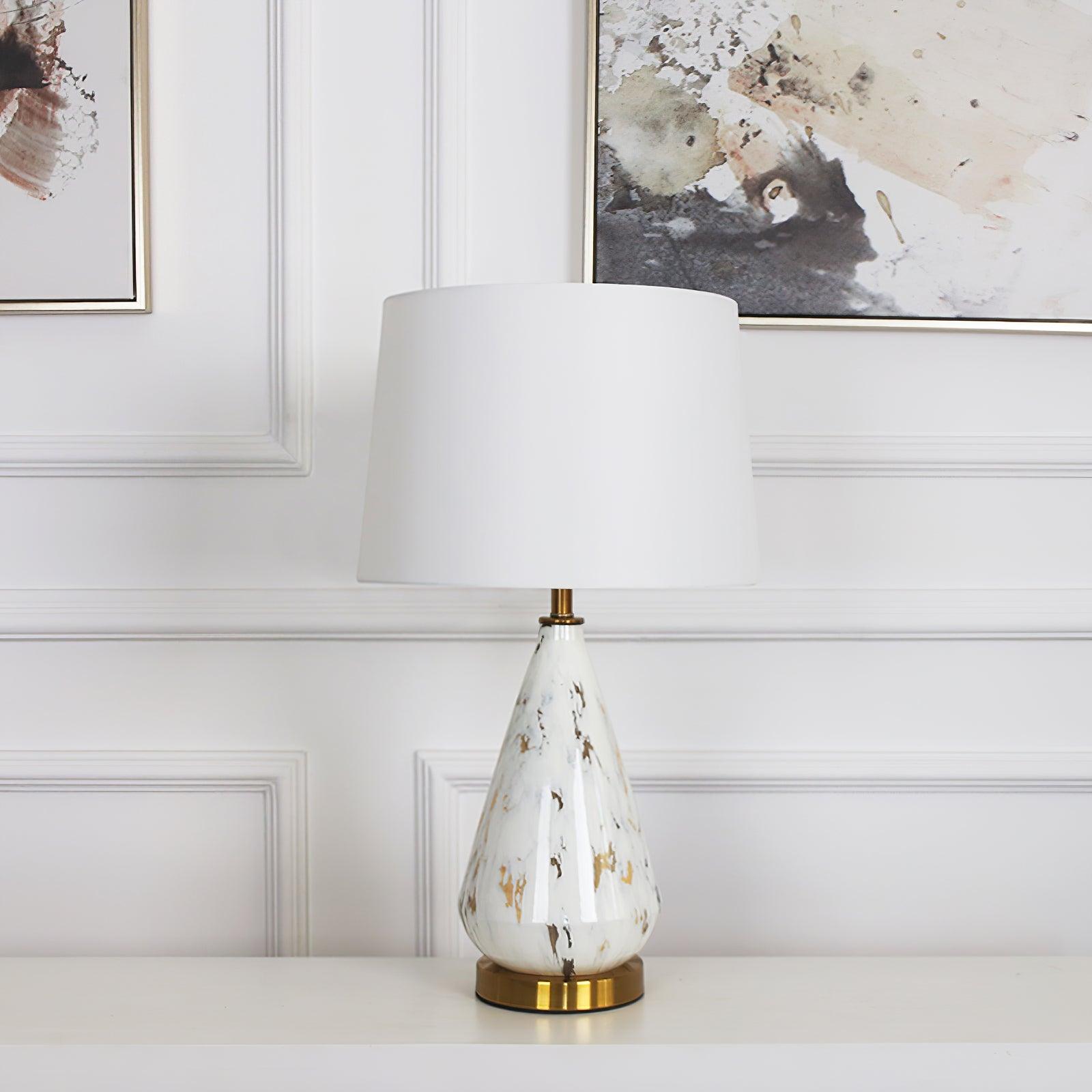 Elysian White & Black Marble Table Lamp-Neutral Decor