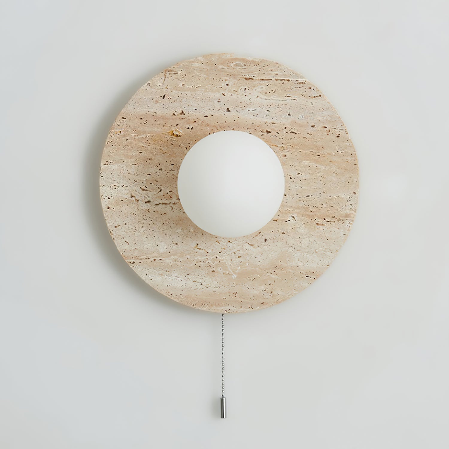 Tavik Bowl-Frame Travertine Wall Light-Neutral Decor