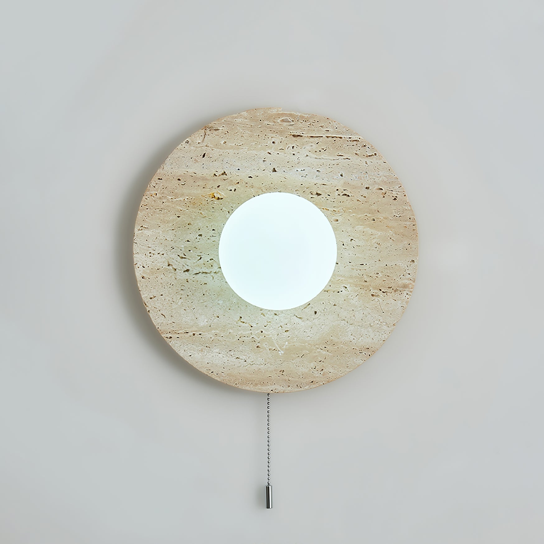Tavik Bowl-Frame Travertine Wall Light-Neutral Decor