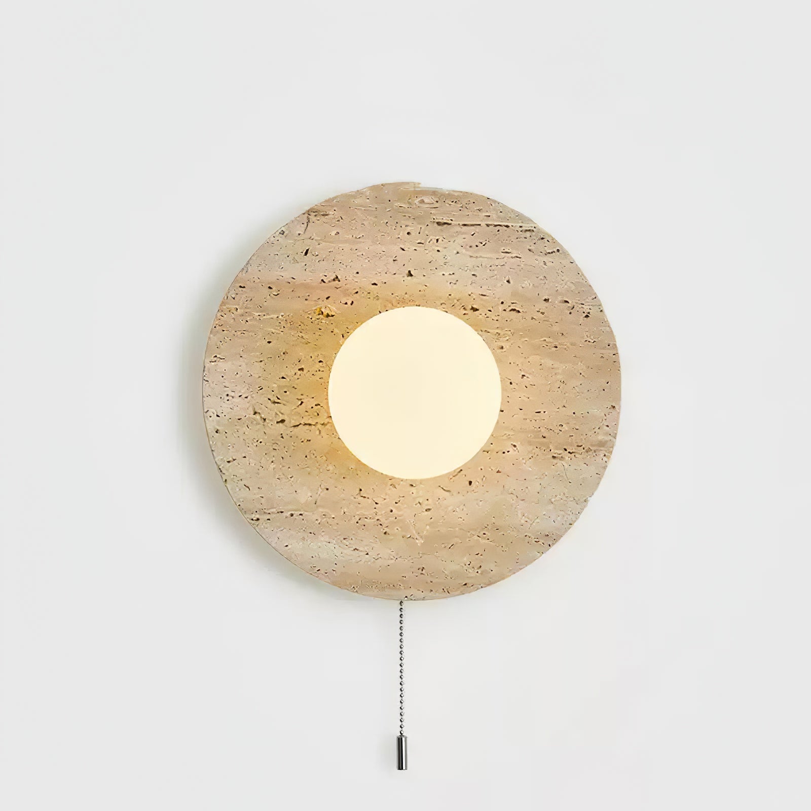 Tavik Bowl-Frame Travertine Wall Light-Neutral Decor