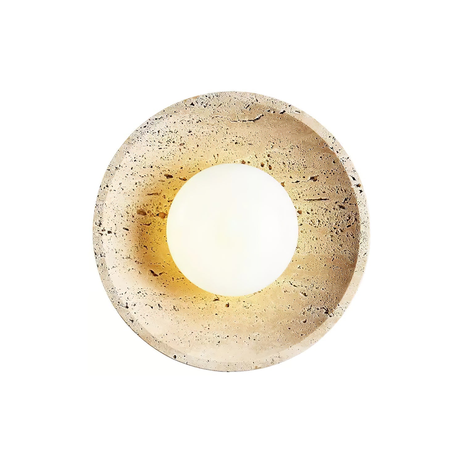 Tavik Bowl-Frame Travertine Wall Light-Neutral Decor