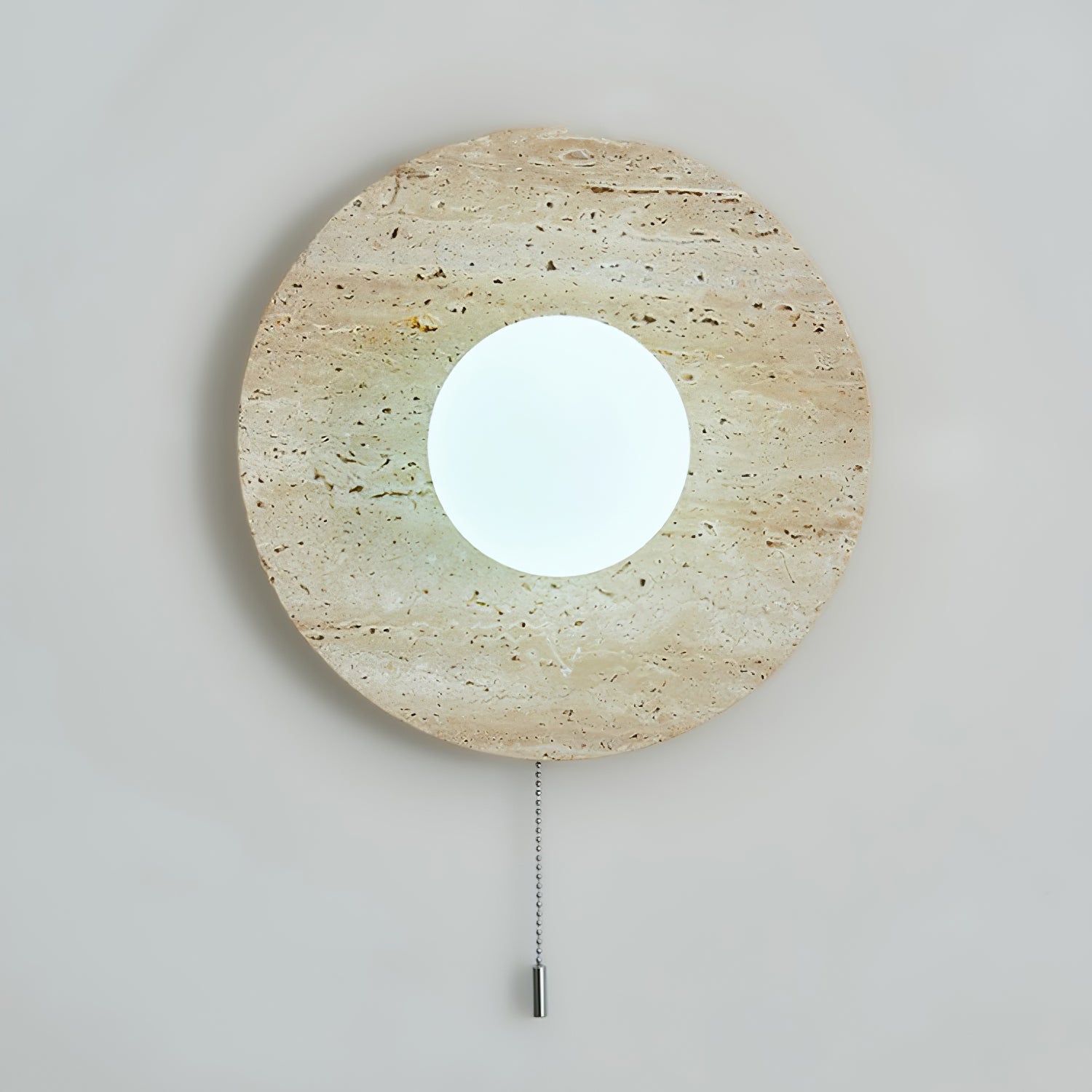 Tavik Bowl-Frame Travertine Wall Light-Neutral Decor