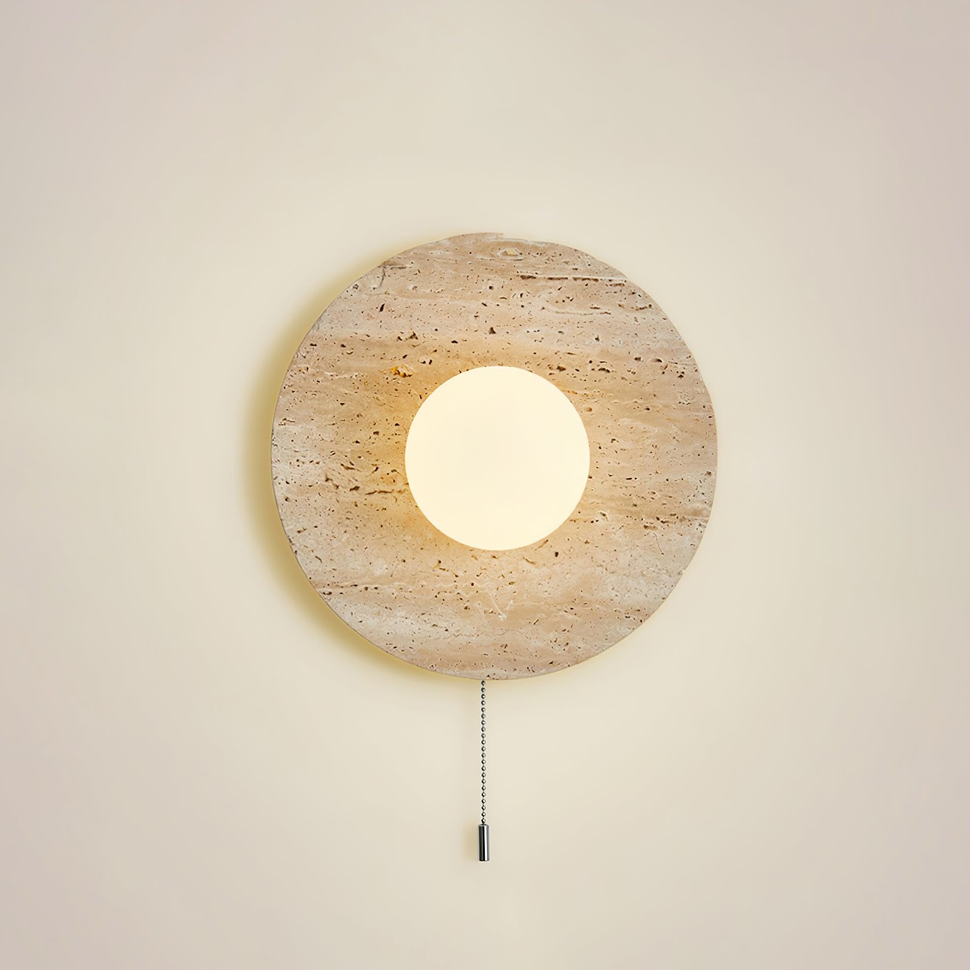 Tavik Bowl-Frame Travertine Wall Light-Neutral Decor