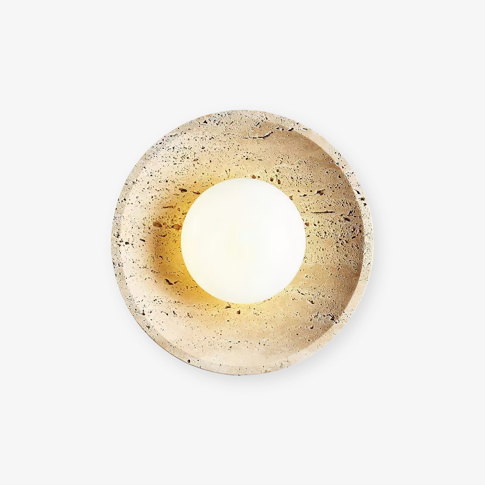 Tavik Bowl-Frame Travertine Wall Light-Neutral Decor
