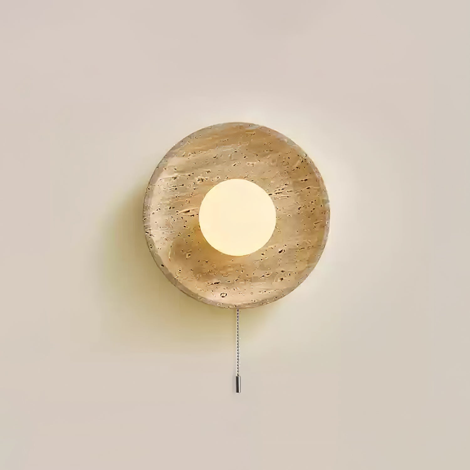 Tavik Bowl-Frame Travertine Wall Light-Neutral Decor