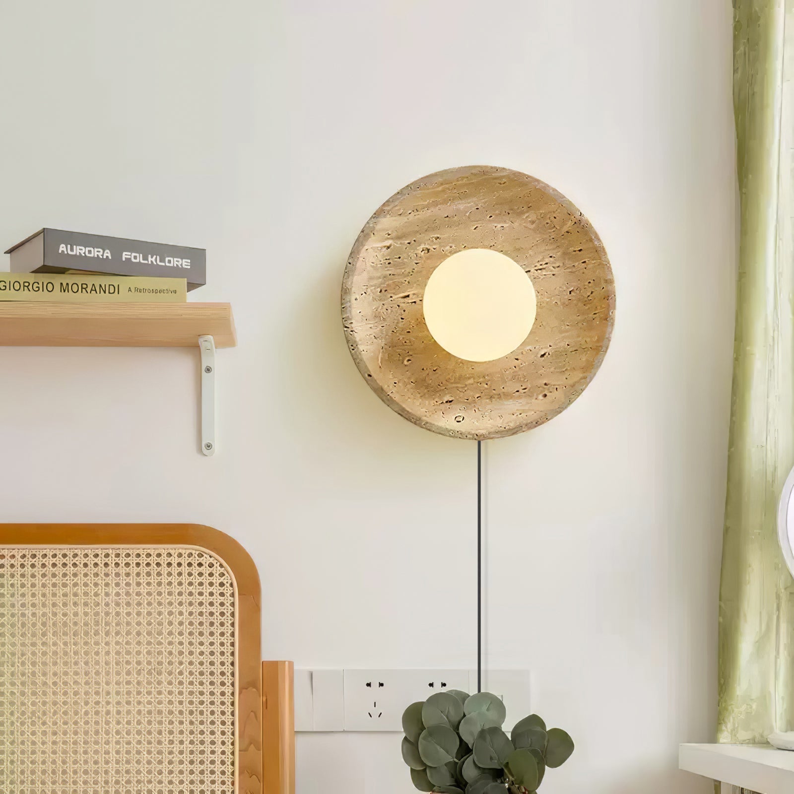 Hylso Ring Shade Travertine Wall Light-Neutral Decor