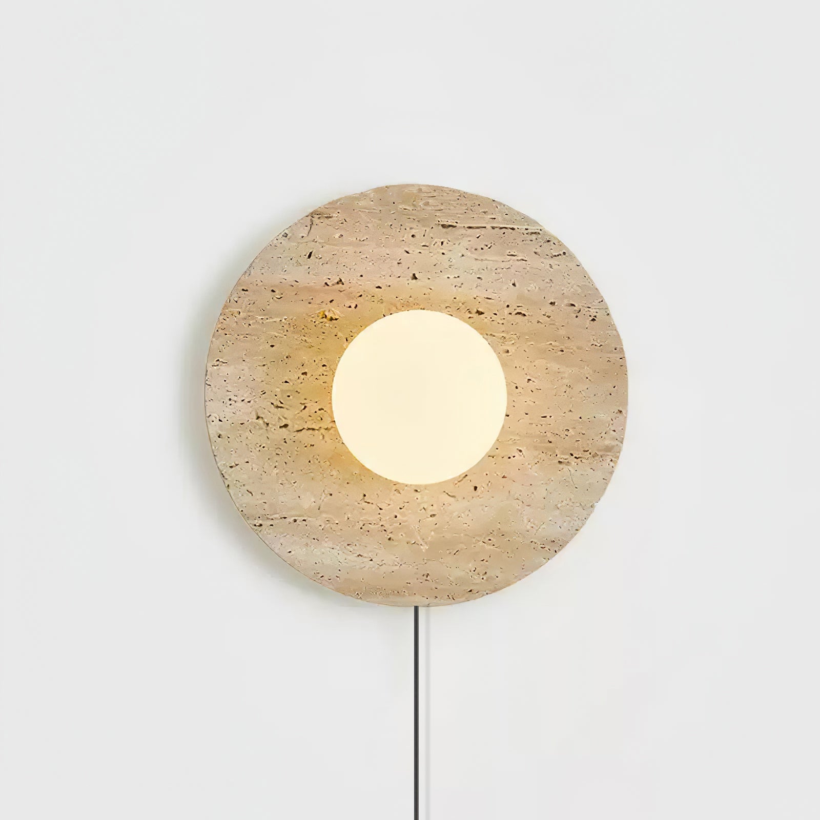 Hylso Ring Shade Travertine Wall Light-Neutral Decor