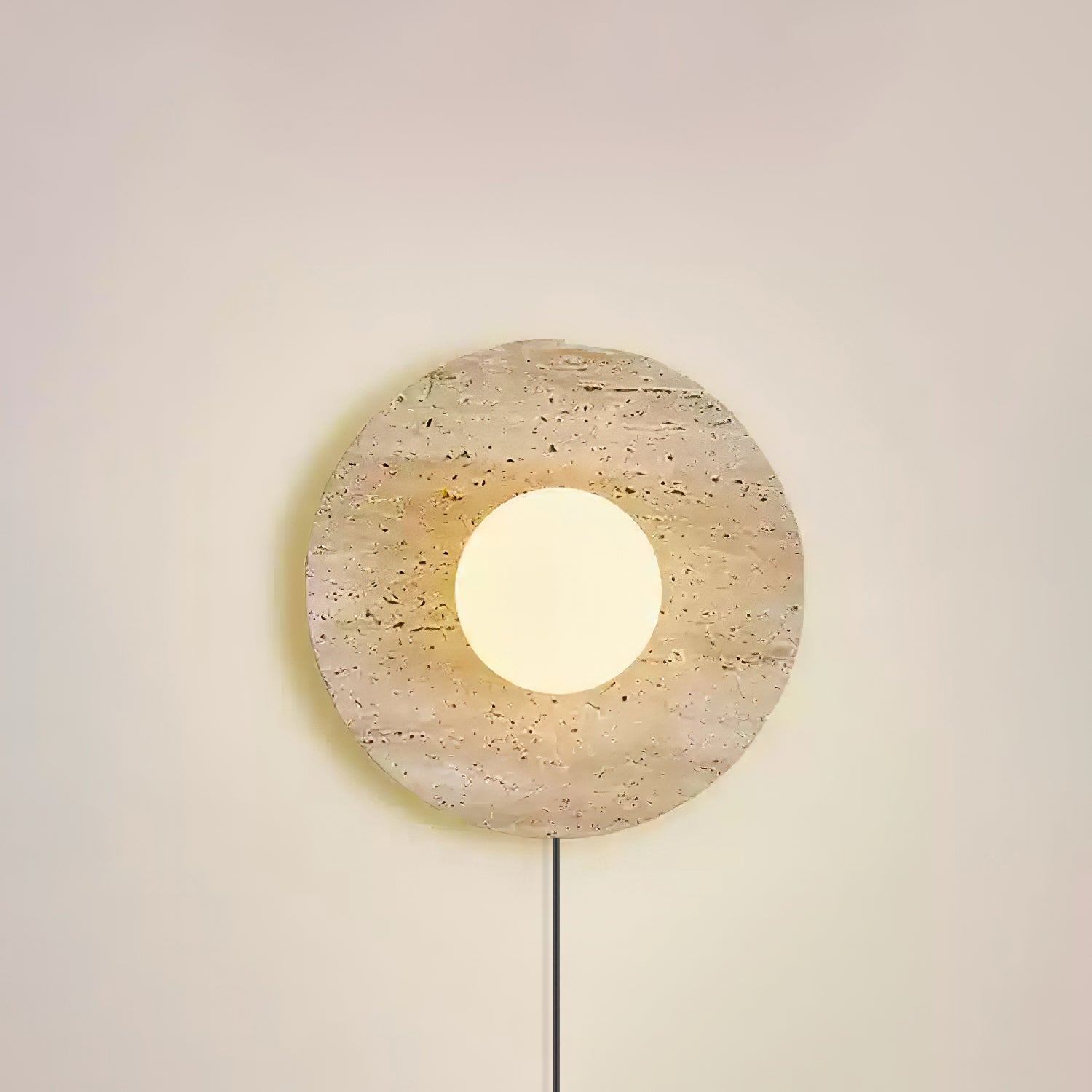 Hylso Ring Shade Travertine Wall Light-Neutral Decor