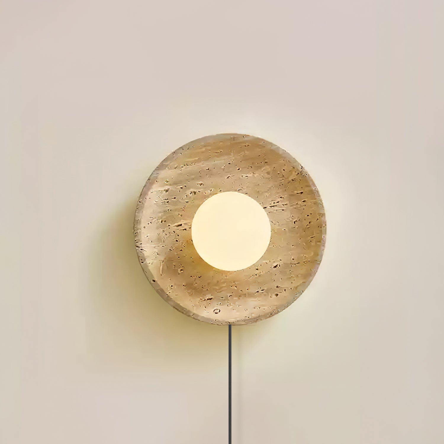 Hylso Ring Shade Travertine Wall Light-Neutral Decor
