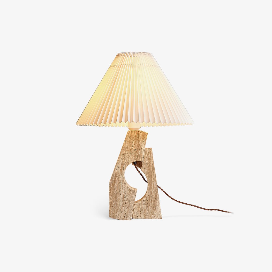 Arvinyra Sculptural Travertine Table Lamp-Neutral Decor