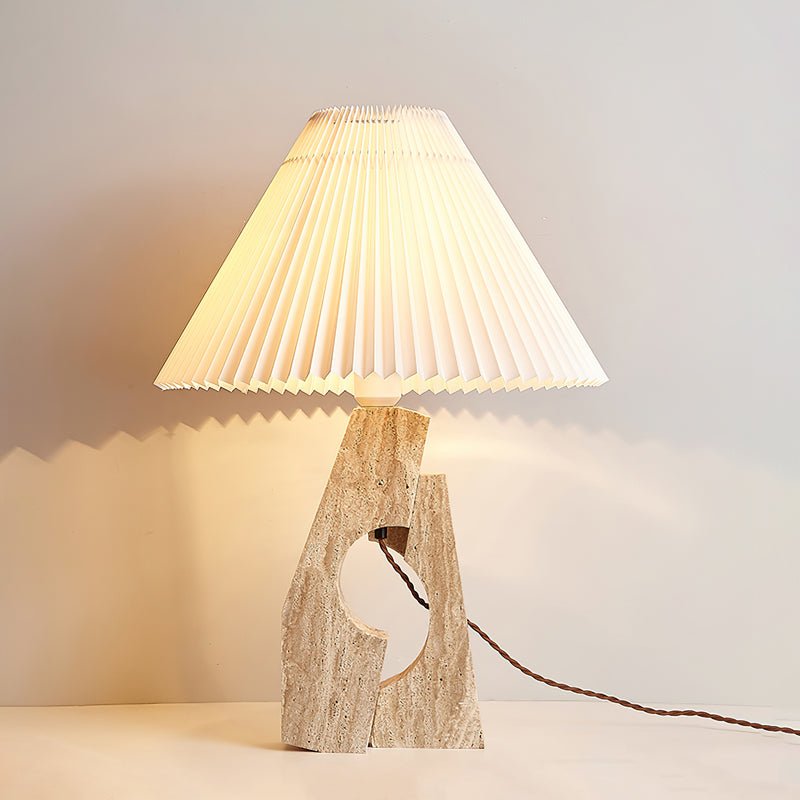 Arvinyra Sculptural Travertine Table Lamp-Neutral Decor