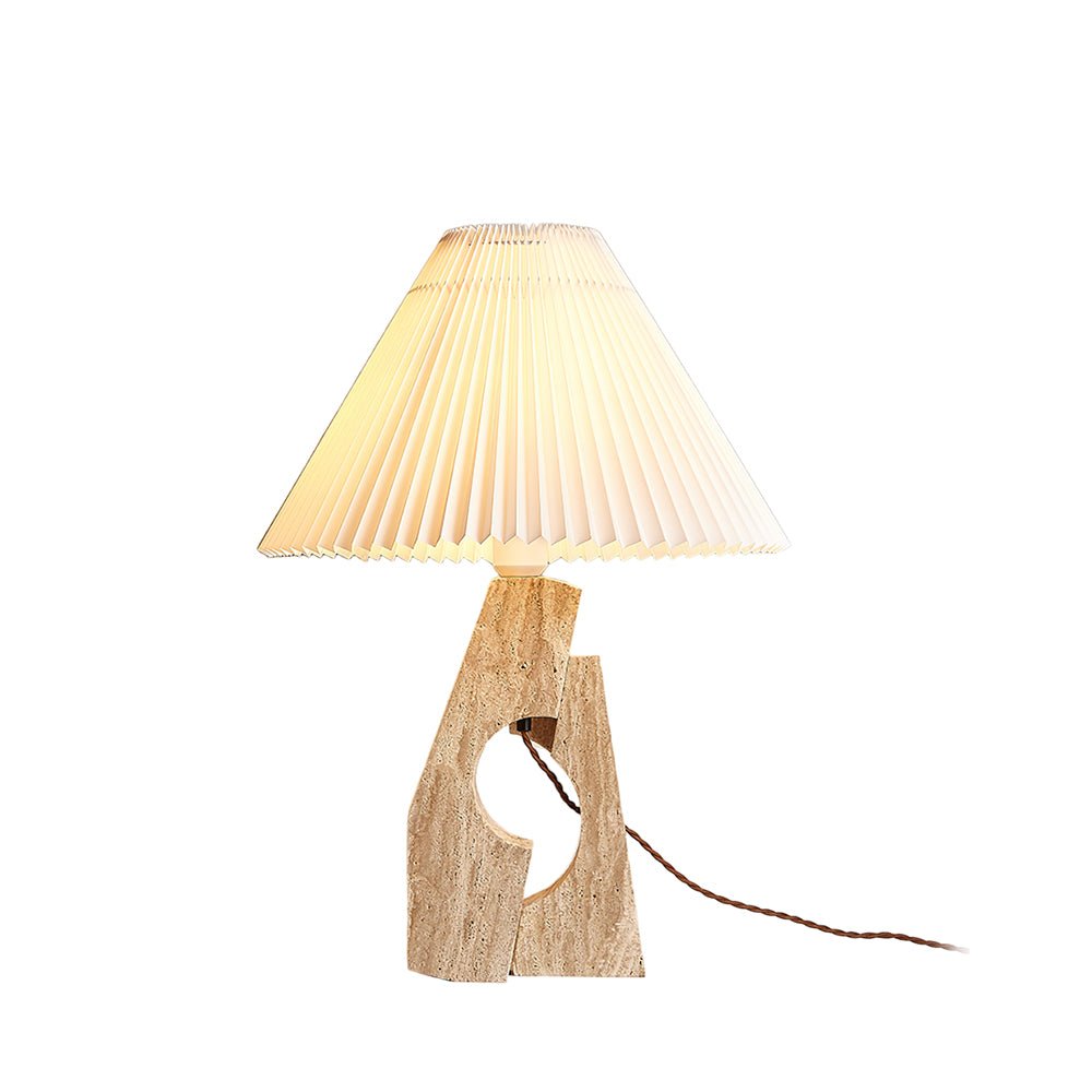 Arvinyra Sculptural Travertine Table Lamp-Neutral Decor