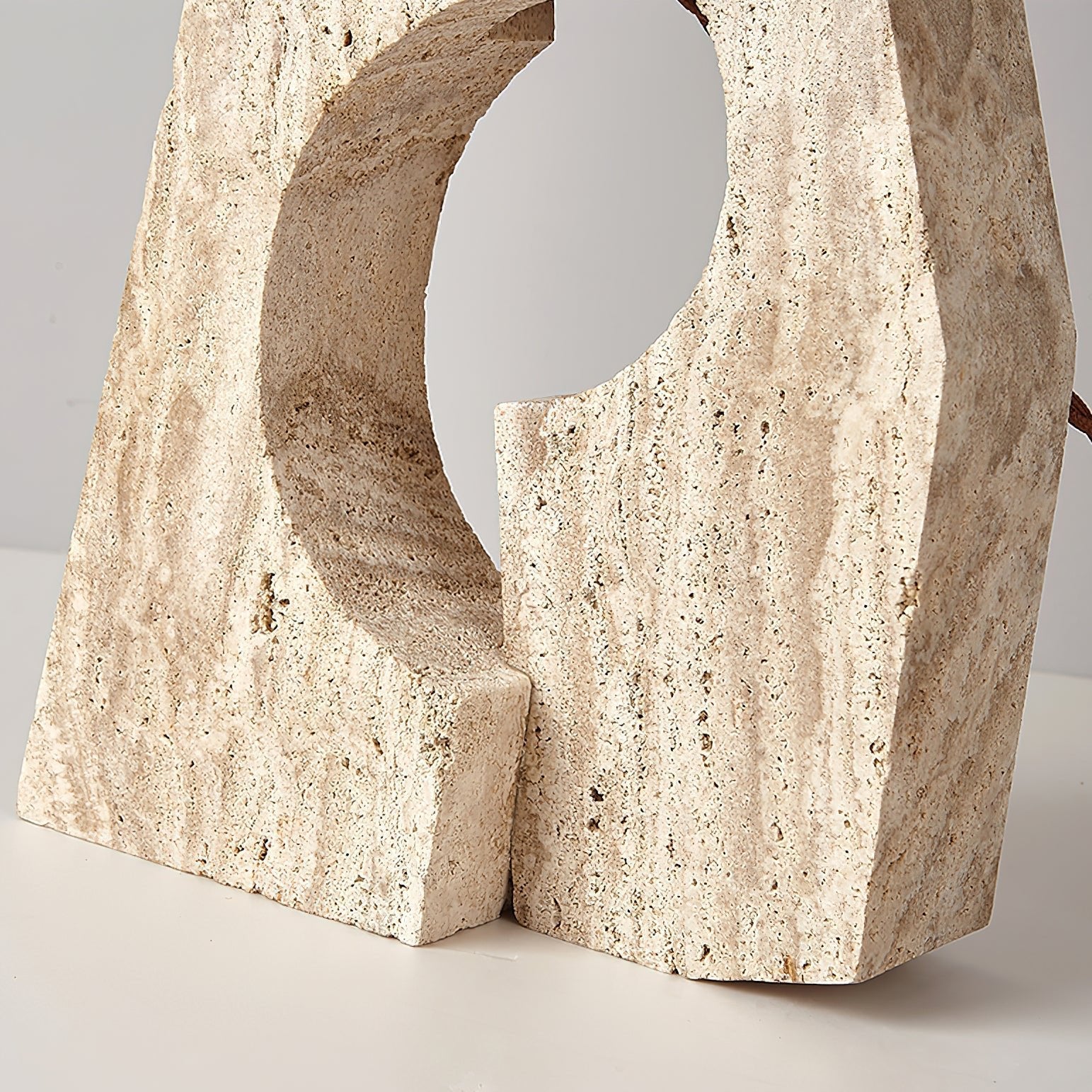 Arvinyra Sculptural Travertine Table Lamp-Neutral Decor