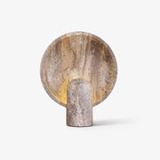 Valemu Saucer-Base Travertine Table Lamp-Neutral Decor