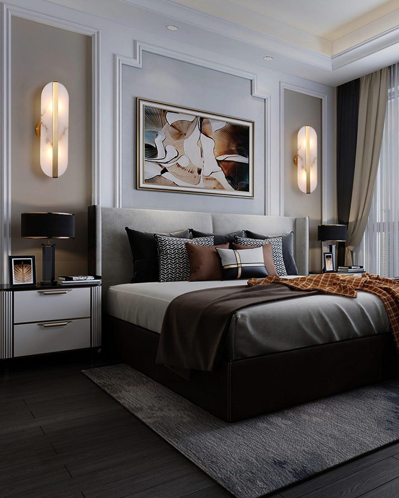 Calura Alabaster Double Light Wall Lamp-Neutral Decor