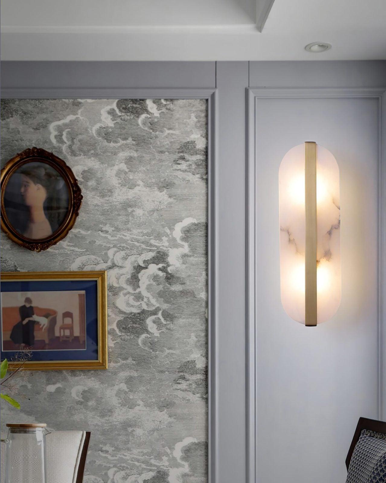 Calura Alabaster Double Light Wall Lamp-Neutral Decor