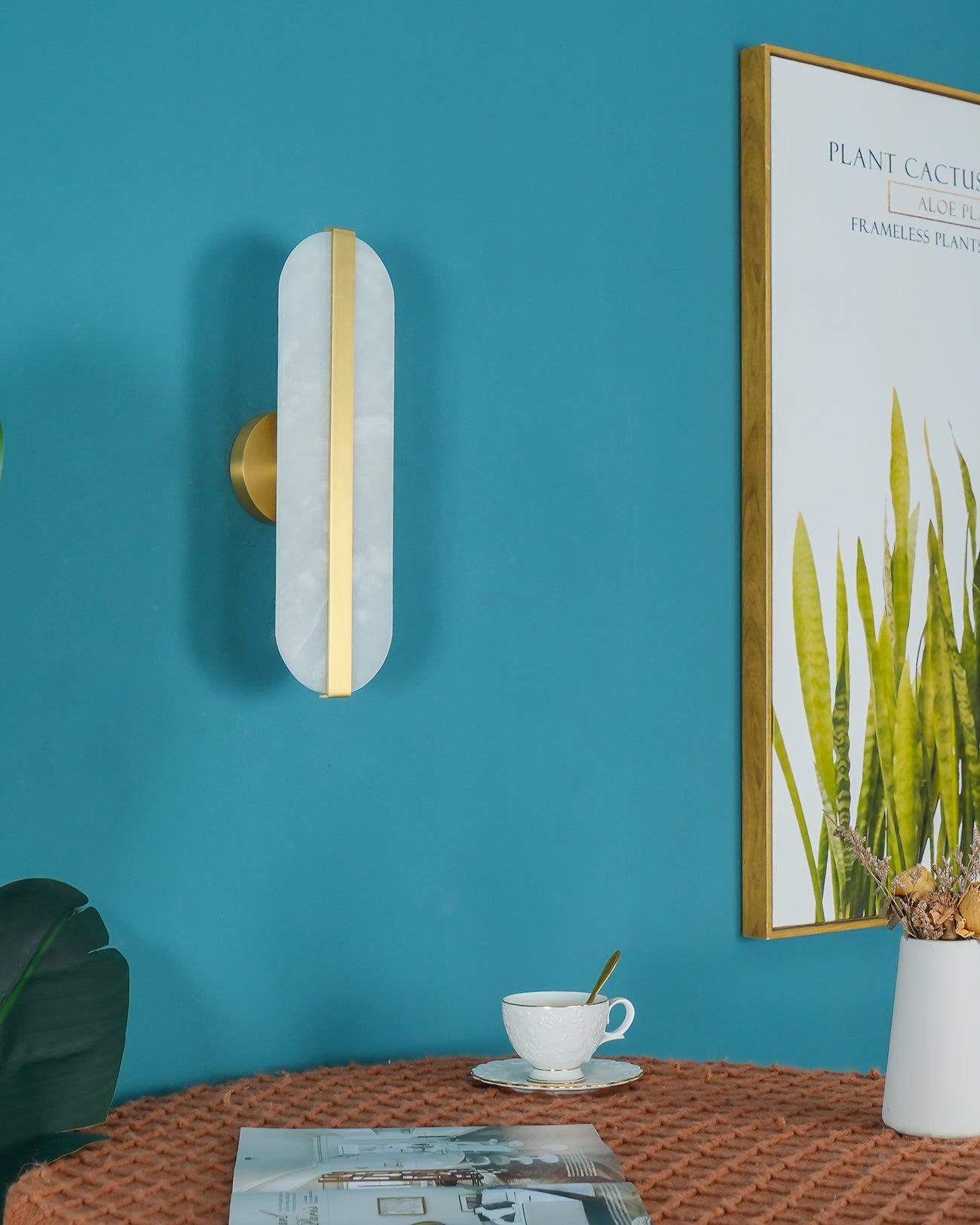 Calura Alabaster Double Light Wall Lamp-Neutral Decor