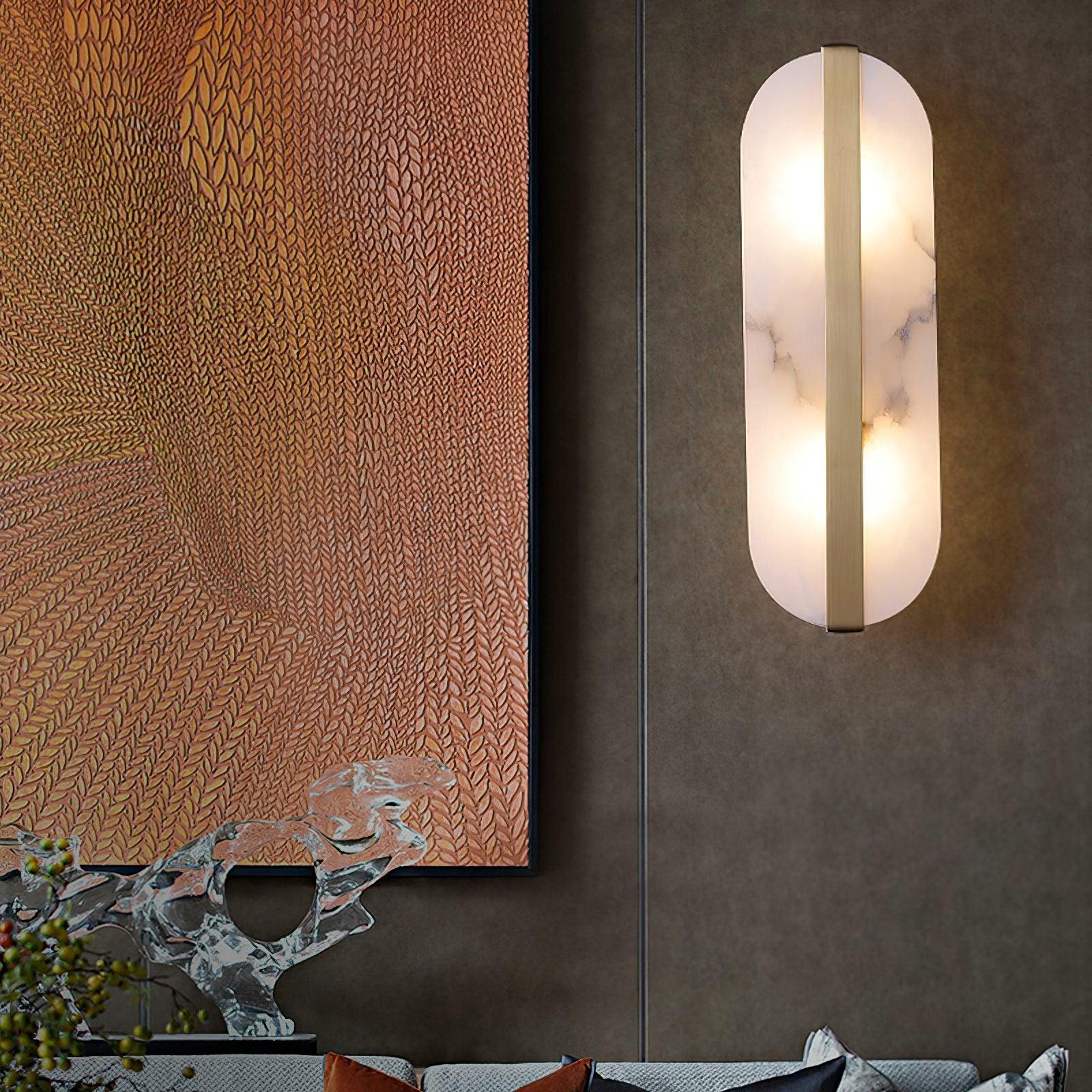 Calura Alabaster Double Light Wall Lamp-Neutral Decor