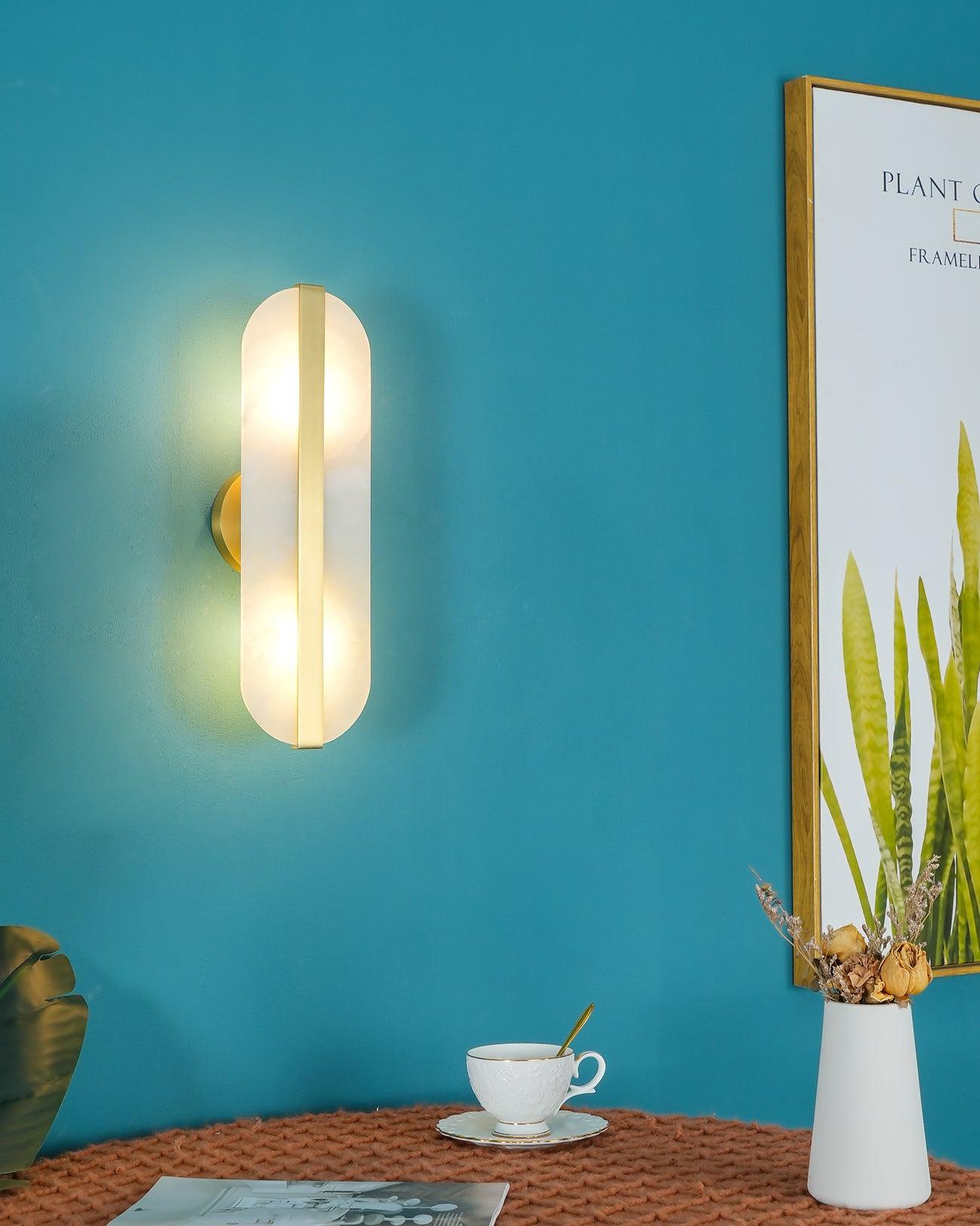 Calura Alabaster Double Light Wall Lamp-Neutral Decor