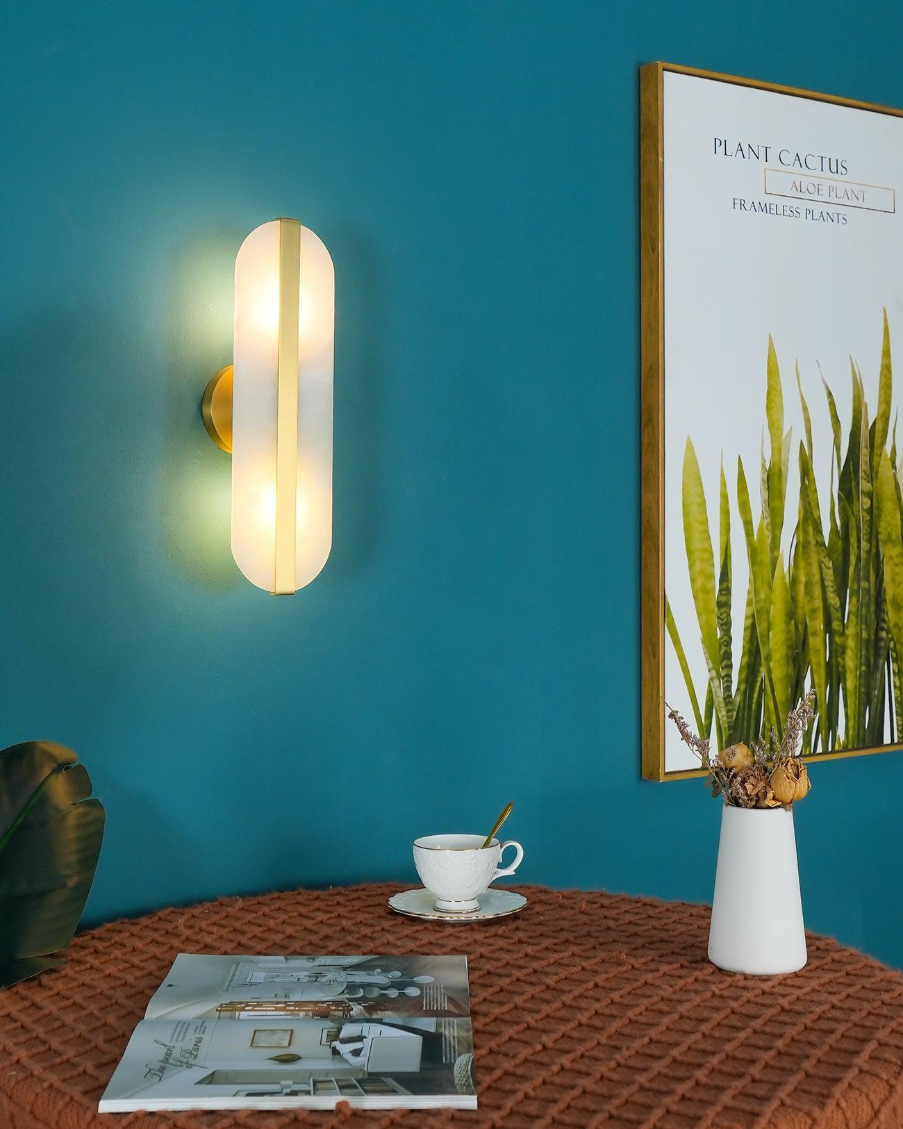 Calura Alabaster Double Light Wall Lamp-Neutral Decor