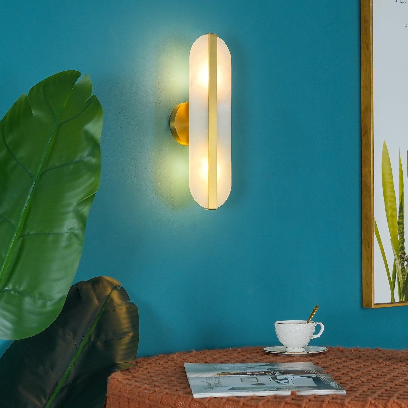 Calura Alabaster Double Light Wall Lamp-Neutral Decor