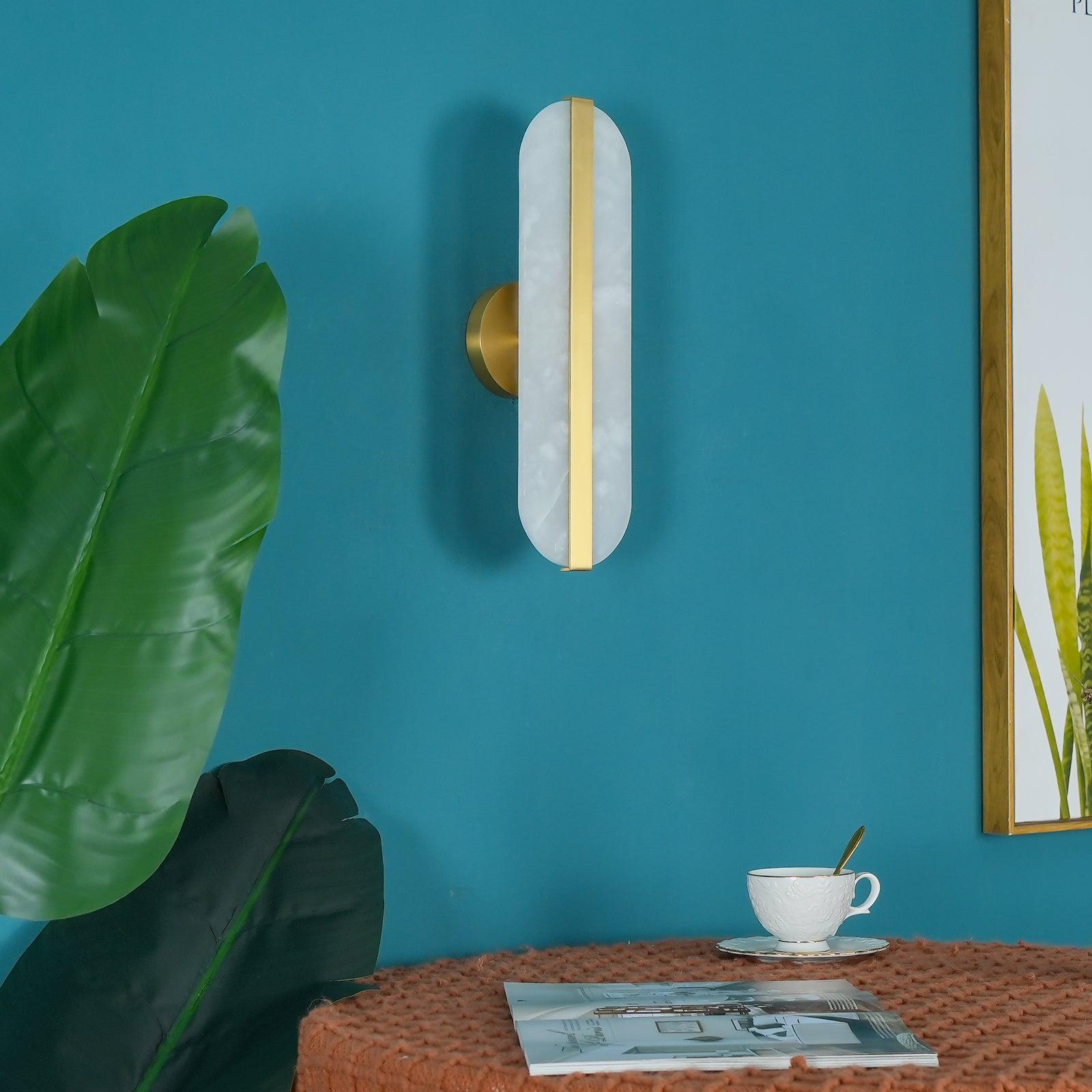 Calura Alabaster Double Light Wall Lamp-Neutral Decor