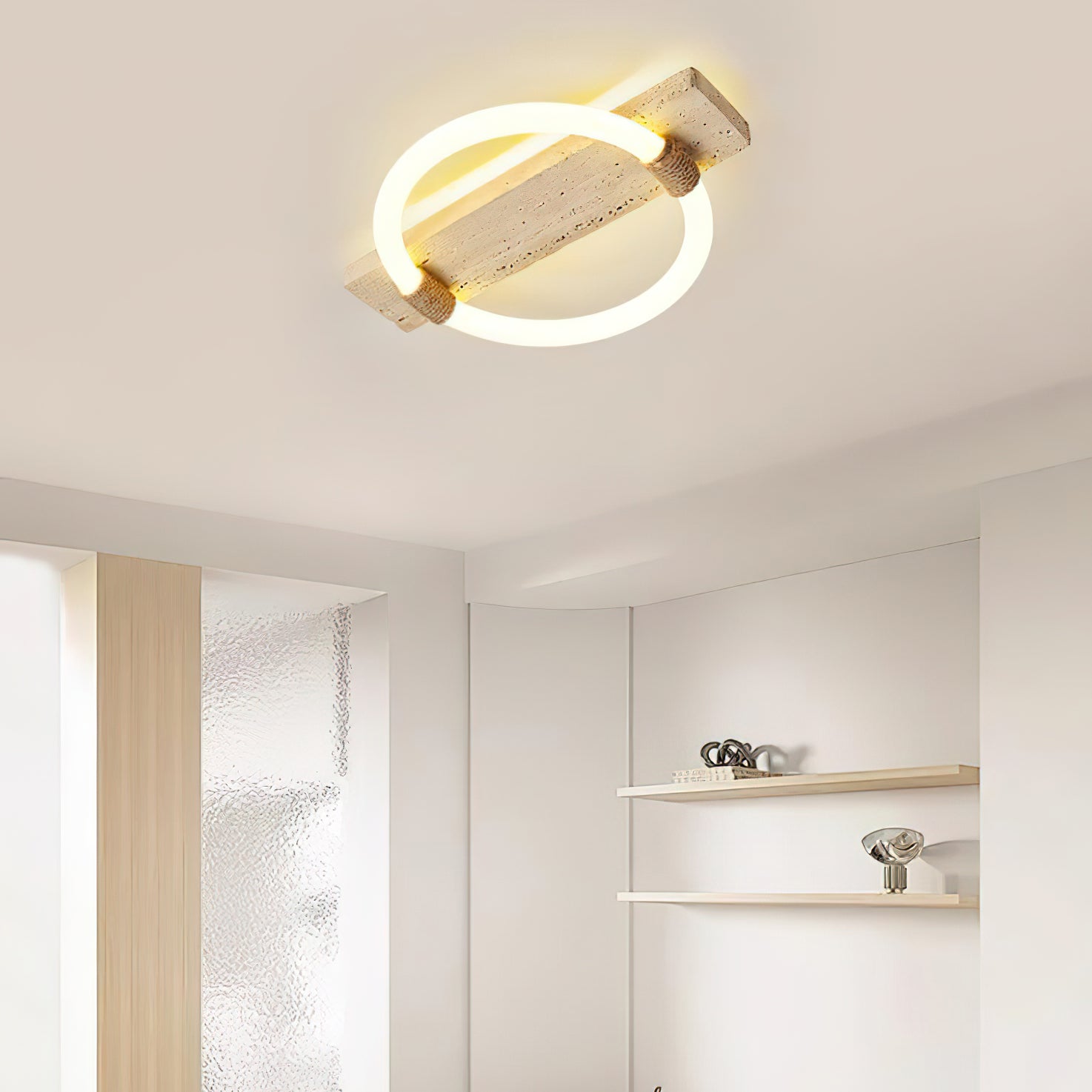 Elmaryra Ringed Travertine Wall Light-Neutral Decor