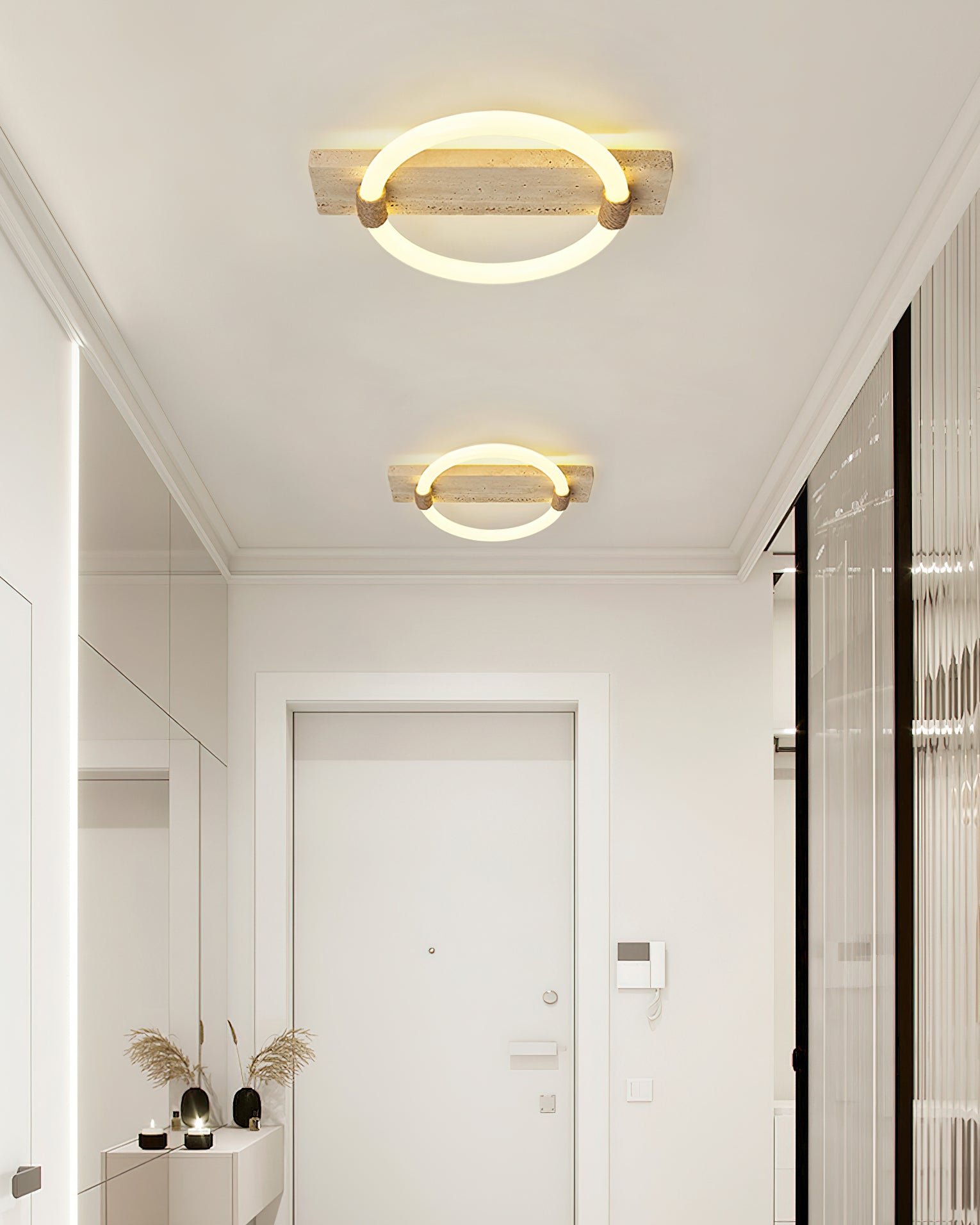 Elmaryra Ringed Travertine Wall Light-Neutral Decor