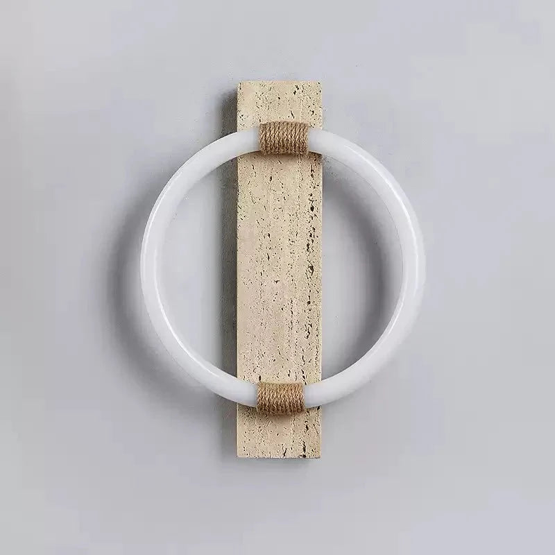 Iago Contemporary Travertine Ring Wall Lamp-Neutral Decor