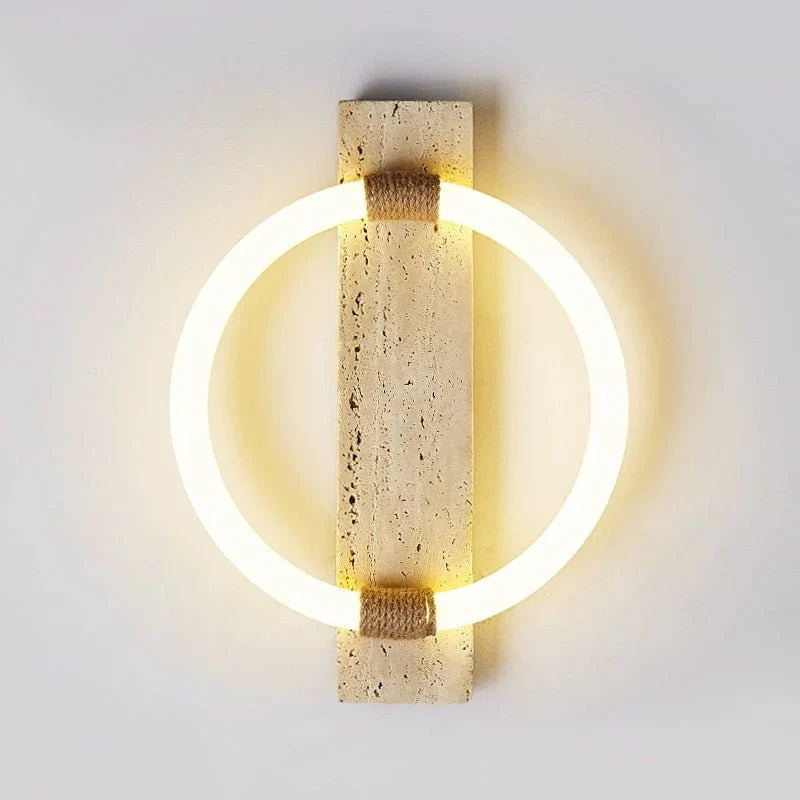 Iago Contemporary Travertine Ring Wall Lamp-Neutral Decor