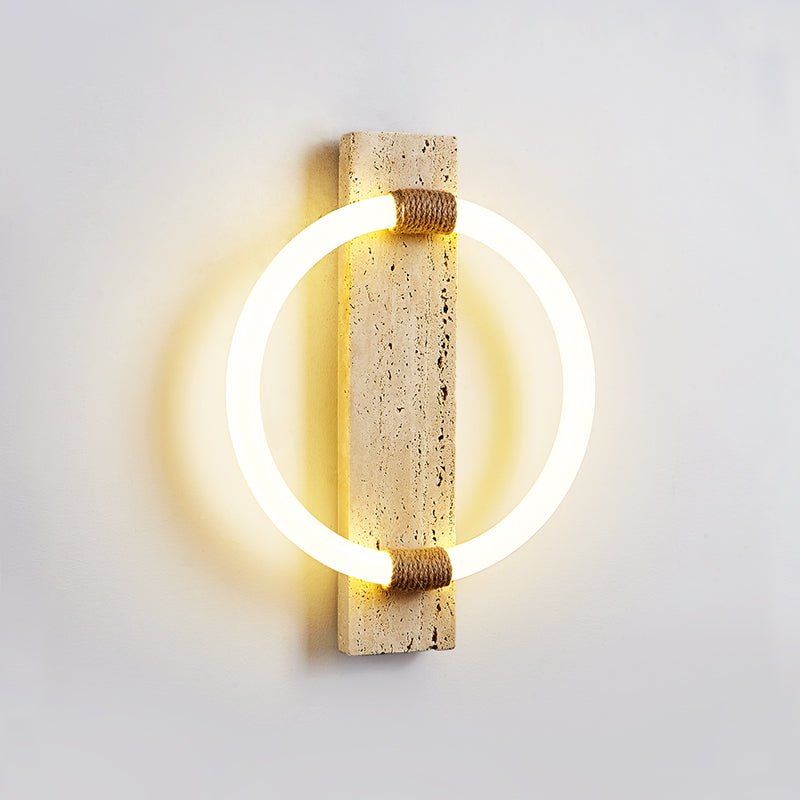 Iago Contemporary Travertine Ring Wall Lamp-Neutral Decor