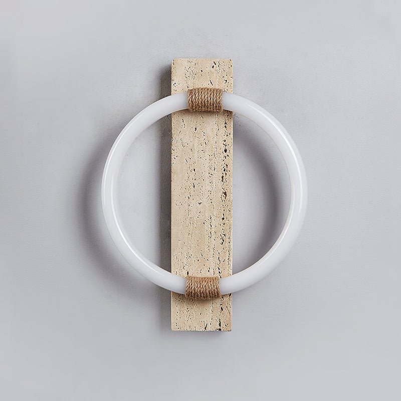 Iago Contemporary Travertine Ring Wall Lamp-Neutral Decor
