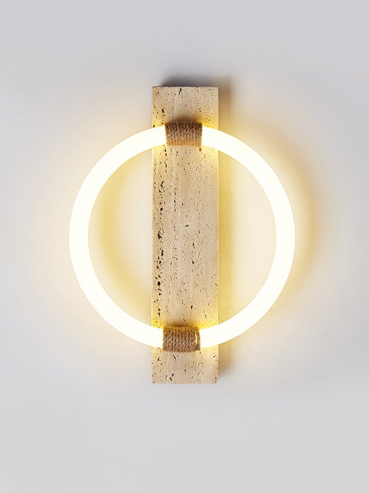Iago Contemporary Travertine Ring Wall Lamp-Neutral Decor