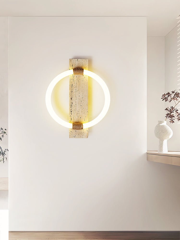 Iago Contemporary Travertine Ring Wall Lamp-Neutral Decor
